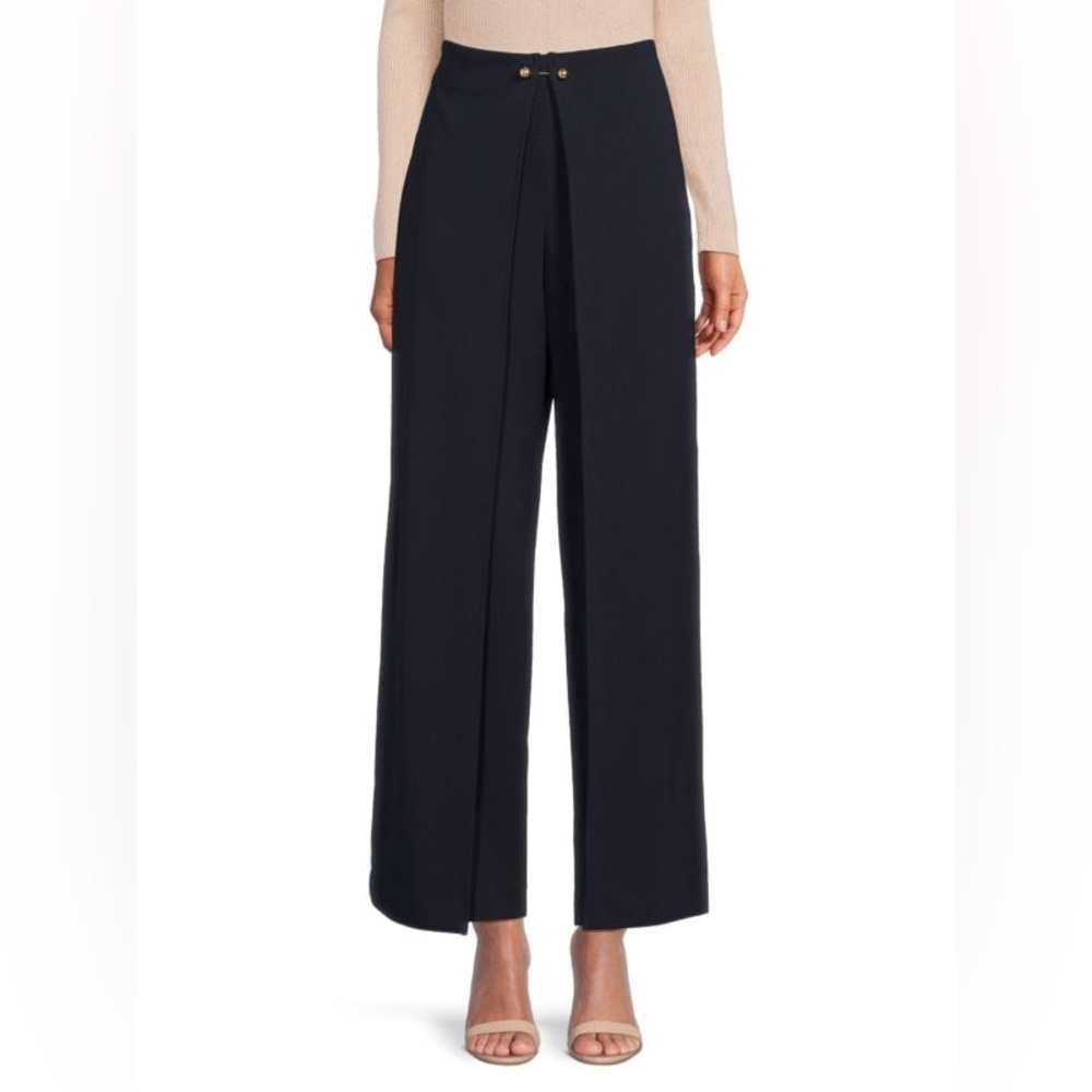 HALSTON Women’s Wide Leg Draped Pants Sz 8 – Wrap Hardware Detail – Flat Front ✨ - Picture 2 of 15